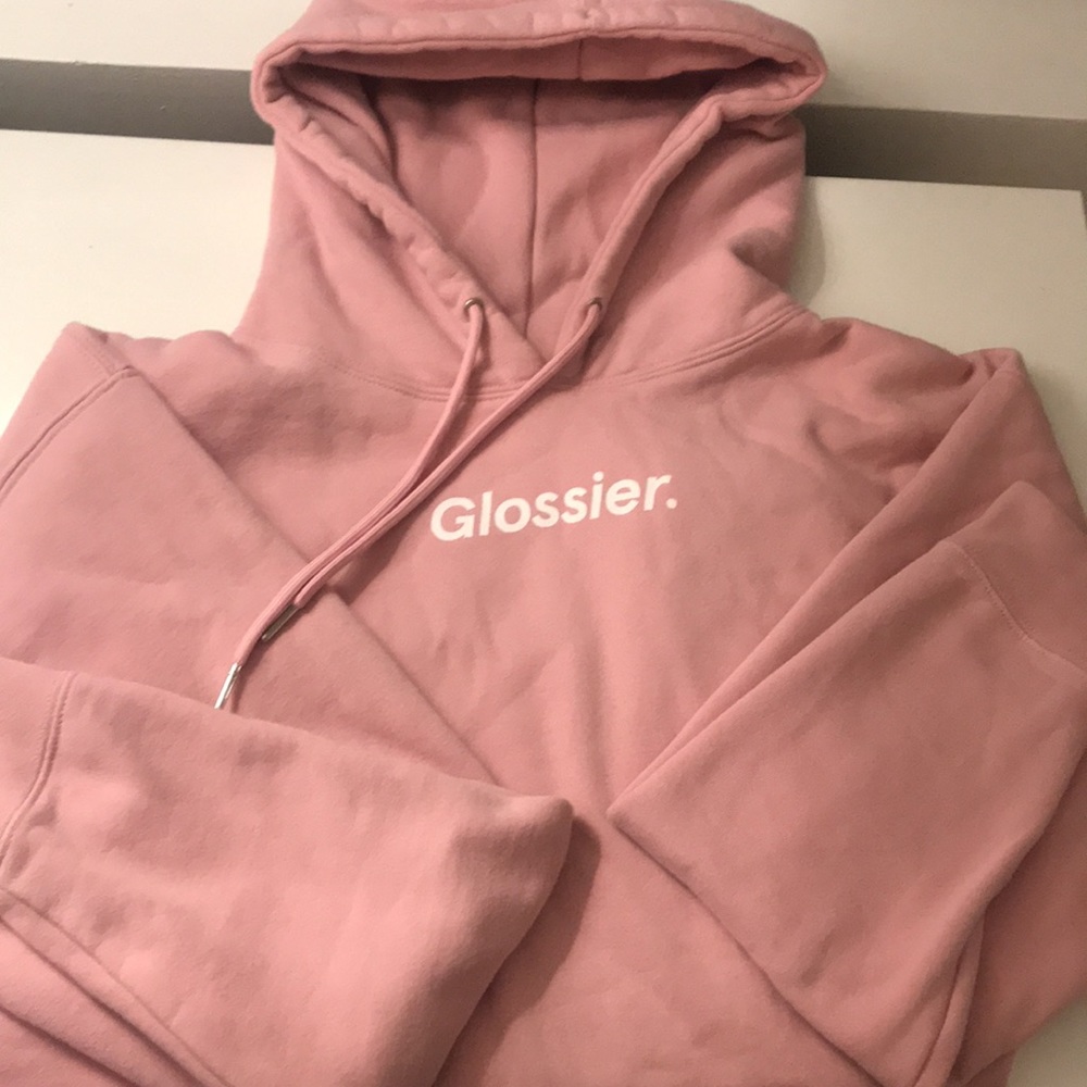Glossier pink hoodie